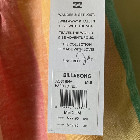 Billabong | Sincerly Jules Hard To Tell Shorts NWT Size Medium - Picture 12 of 13